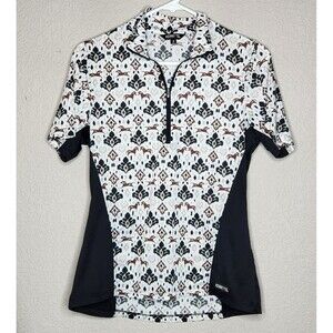 Kerrits Women's 1/4 Zip Shirt -Horse Equestrian Active- White Brown Black Small